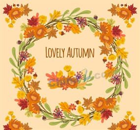 创意秋季树叶花环矢量素材